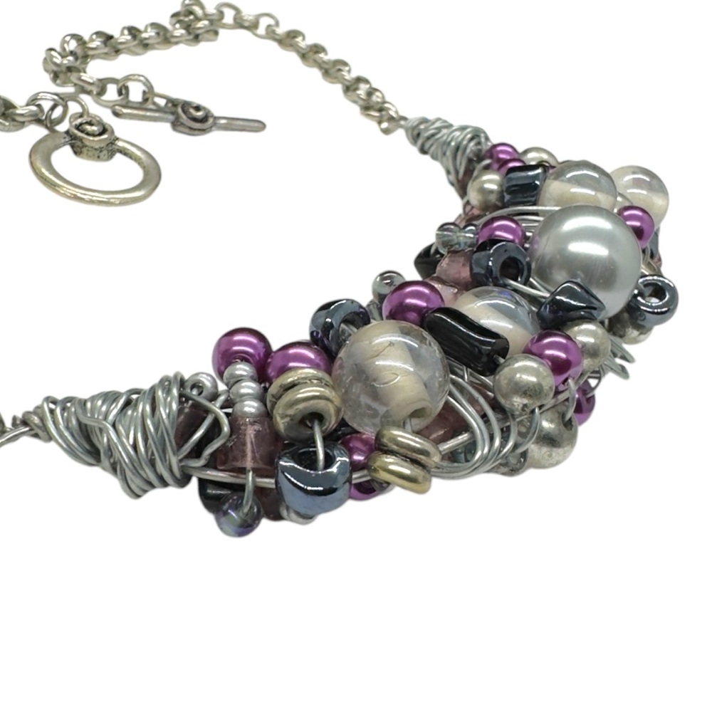 Host Pick Artesian(?) Made Silver Metal & Bead Ne… - image 6